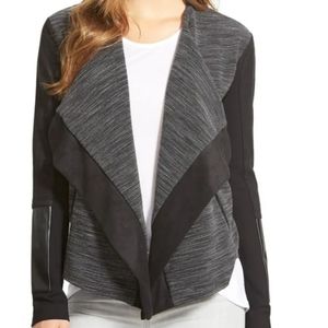 NWT DKNYC Mixed Media Drape Front Jacket